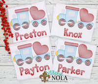 Personalized Valentine Train Pulling Heart Sketch Shirt