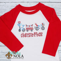 Personalized Valentine Bikes & Wagon Sketch Shirt
