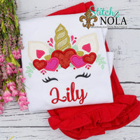 Personalized Valentine Unicorn Applique Shirt