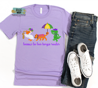 ADULT Mardi Gras Animal Parade Printed Tee on Lavender