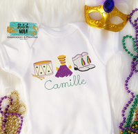 Personalized Mardi Gras Majorette Marching Boots Trio Sketch Shirt