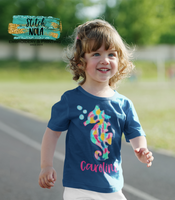 Personalized Colorful Seahorse Printed Shirt on Colored Garment