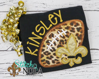 Personalized Black and Gold Football with Fleur de lis on Colored Garment