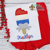 Personalized Patriotic Popsicle With Bow Applique Shirt