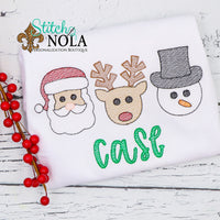 Personalized Christmas Trio Santa, Reindeer, & Snowman Sketch Shirt