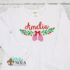 Personalized Christmas Mitten Wreath Swag Sketch Shirt