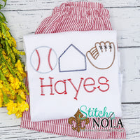 Personalized Baseball Trio Sketch Shirt