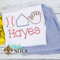 Personalized Baseball Trio Sketch Shirt