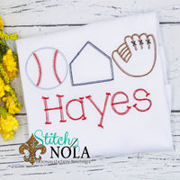 Personalized Baseball Trio Sketch Shirt