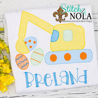 Personalized Excavator with Easter Eggs Sketch Shirt