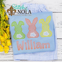 Personalized Easter Bunny Trio Sketch on Colored Garment