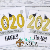 Personalized Big 2020 Black & Gold New Years Applique Shirt