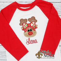 Personalized Christmas Reindeer Applique Shirt
