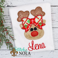 Personalized Christmas Reindeer Applique Shirt