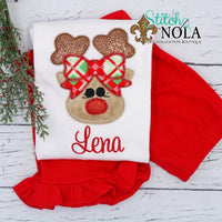 Personalized Christmas Reindeer Applique Shirt
