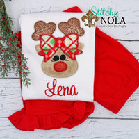 Personalized Christmas Reindeer Applique Shirt