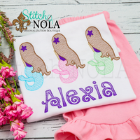Personalized Mermaid Trio Sketch Shirt