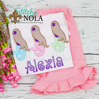 Personalized Mermaid Trio Sketch Shirt