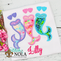 Personalized Mermaid Trio Applique Shirt