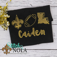 Personalized Black and Gold Trio Sketch on Colored Garment