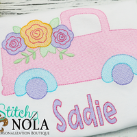 Personalized Spring Truck with Flowers Sketch Shirt