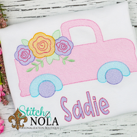 Personalized Spring Truck with Flowers Sketch Shirt