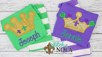 Personalized Mardi Gras Crown Applique Colored Garment