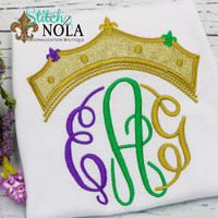 Personalized Mardi Gras Monogram with Crown Applique Shirt