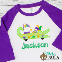 Personalized Mardi Gras Alligator Float Sketch Shirt