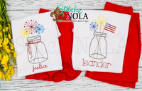 Personalized Patriotic Fireworks in Mason Jar Sketch Shirt