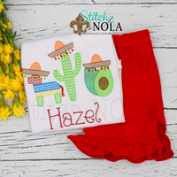 Personalized Donkey Cactus Avocado Fiesta Trio Sketch Shirt