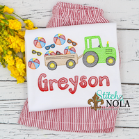 Personalized Summer Tractor Pulling Beach Balls & Sunglasses Sketch Shirt