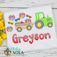Personalized Summer Tractor Pulling Beach Balls & Sunglasses Sketch Shirt