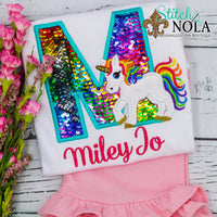 Personalized Flip Sequin Unicorn Alpha Applique Shirt