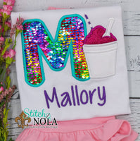 Personalized Flip Sequin Snowball Alpha Applique Shirt