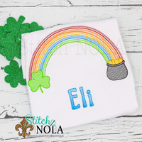 Personalized St. Patrick's Day Rainbow with Pot of Gold Sketch Shirt