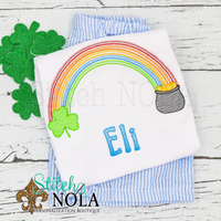 Personalized St. Patrick's Day Rainbow with Pot of Gold Sketch Shirt