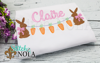 Personalized Easter Carrot Banner with Bunnies Sketch Shirt
