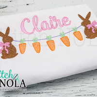 Personalized Easter Carrot Banner with Bunnies Sketch Shirt