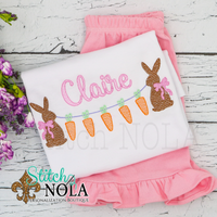 Personalized Easter Carrot Banner with Bunnies Sketch Shirt