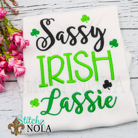 Personalized St. Patrick's Day Sassy Irish Lassie Sketch Shirt