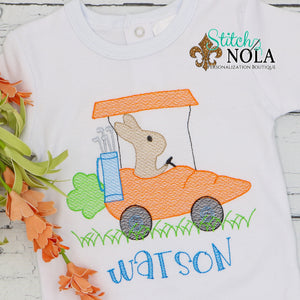 Personalized Easter Bunny Driving Carrot Golf Cart Sketch Shirt