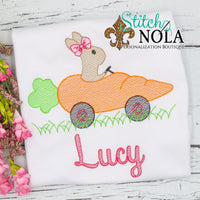 Personalized Easter Bunny Riding in Carrot Car Sketch Shirt