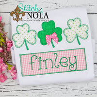 Personalized St. Patrick's Day Clover Trio Appliqué Shirt