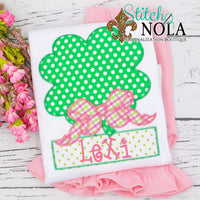 Personalized St. Patrick's Day Clover with Bow Appliqué Shirt