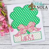 Personalized St. Patrick's Day Clover with Bow Appliqué Shirt