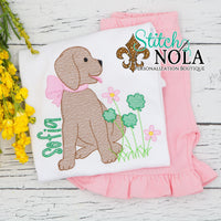 Personalized St. Patrick's Day Puppy with Clovers Sketch Shirt
