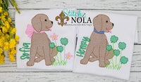Personalized St. Patrick's Day Puppy with Clovers Sketch Shirt