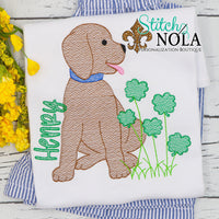 Personalized St. Patrick's Day Puppy with Clovers Sketch Shirt