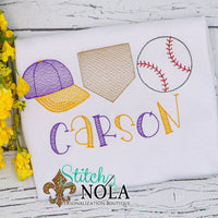Personalized Baseball Trio Sketch Shirt